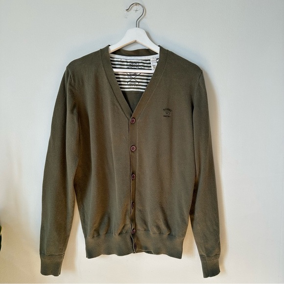 Diesel Cardigan Sweater Grandpa In Olive Green Size L - Picture 1 of 8